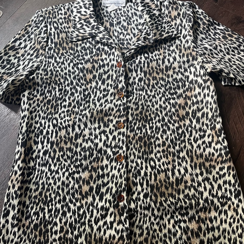 Leopard print button up blouse